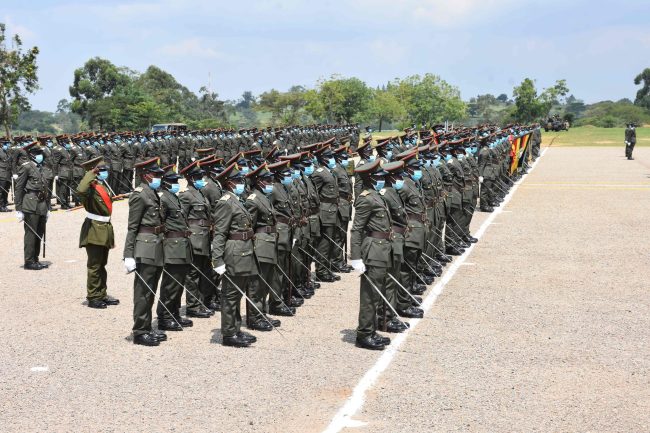 Officer cadets on parade waiting to be commissioned by HE President YK Museveni on 2 Sept 2022