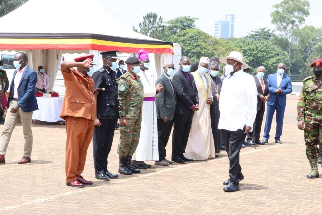 HE President Yoweri Museveni on arrival at the function of the 13th Annual Tarehe Sita thanks giving at Kololo