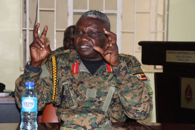 Maj Gen Dick Olum briefing The UN Military Staff Committee and UPDF Senior officials
