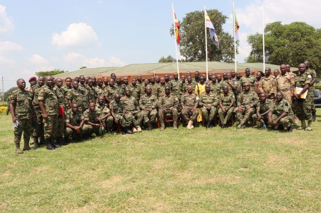 A group photo of trainer of trainees intake 01 with Maj Gen Bob Ogiki