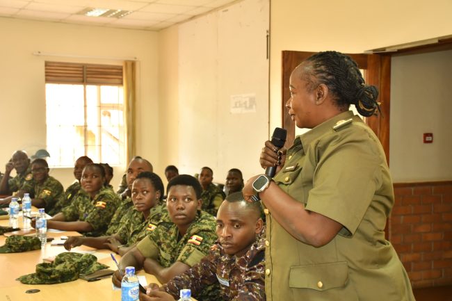 Capt Margret Nabbosa UPDF Gender officer gives her lecture