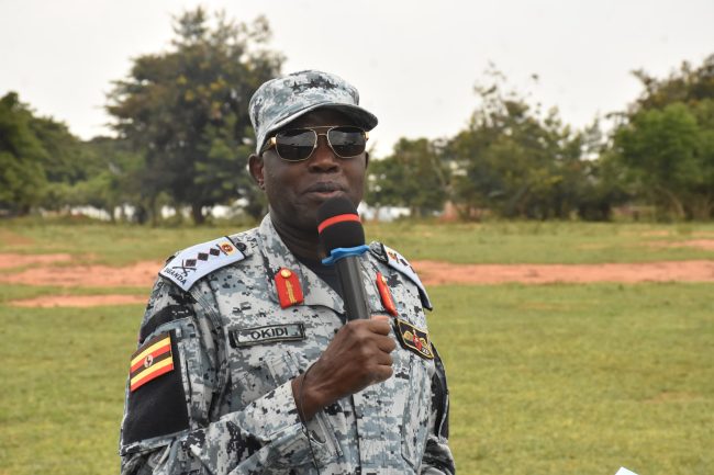 Lt Gen Charles Okidi giving his remarks at the passout of squadron officers at Nakasongola airforce college