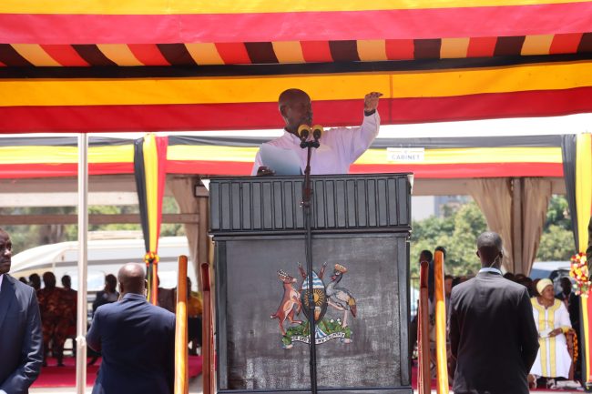 HE Yoweri Kaguta Museveni addressing the nation during the 63rd Independence celebrations at Kololo Celemonial grounds