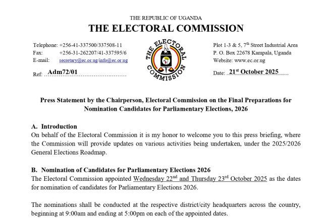 Press Statement by the Chairperson Electoral Commission on the Final Preparations for Nomination Candidates for Parliamentary Elections 2026_page-0001