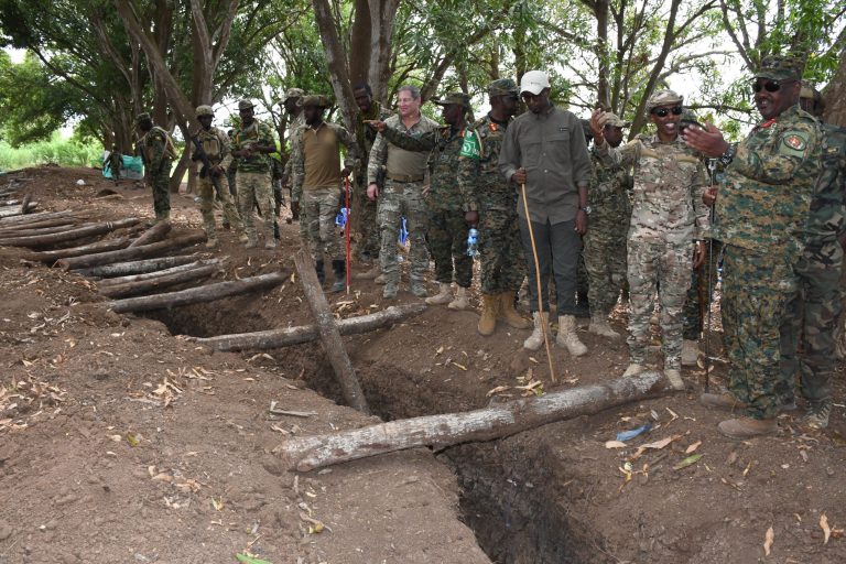 SNA CDF and Force comd inspecting Alshabab Under ground tunnels that were dug in Awadhegle town