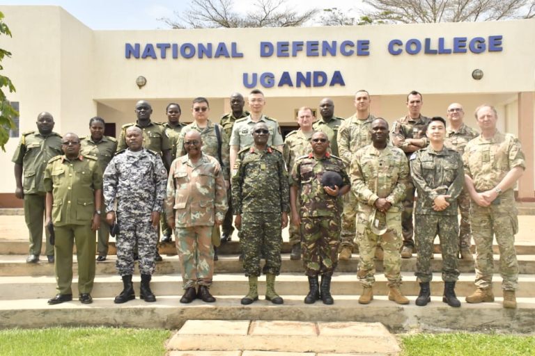 A group photo of Defence Attacheas with the leadership of National Defence College Uganda