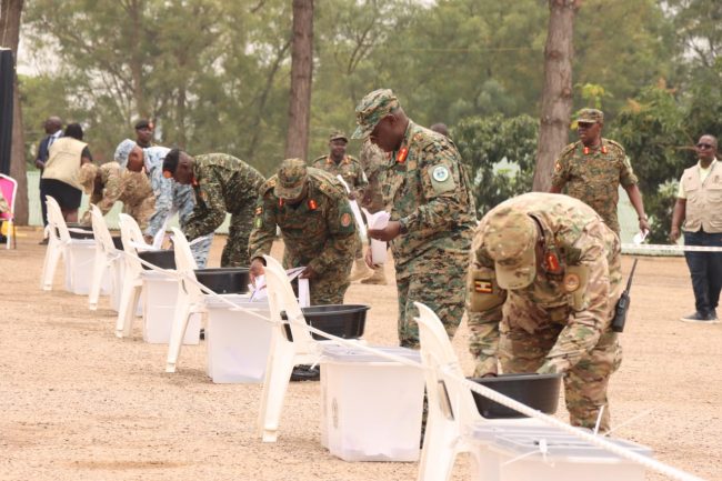 UPDF Generals casting their votes during the Elections of MPs representing UPDF in Parliament, 2026 at Land Force HQs Bombo on 28th Jan 2026.JPG