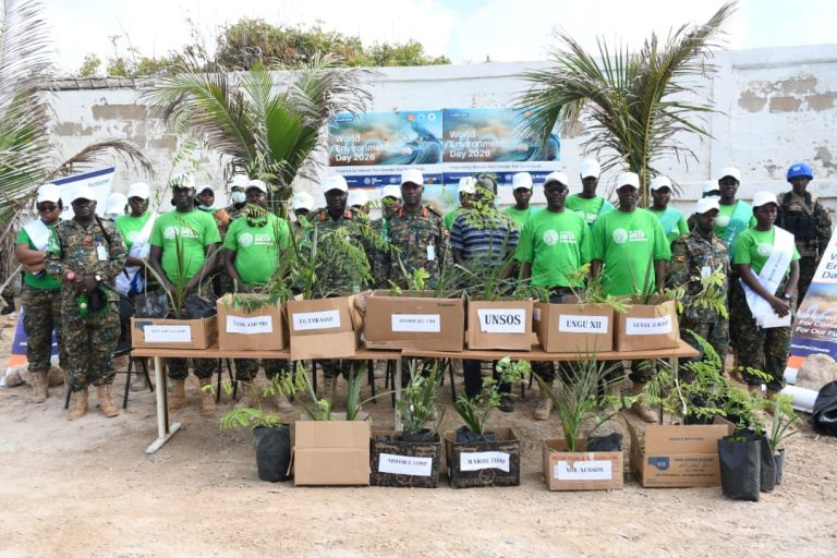 Chief Administrative officer Col Hamza Kasaja giving out his speech during the Environment day at sector Hq