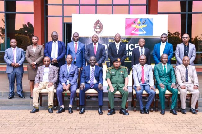 Chief Guest Lt Gen Jack Bakasumba ( C) seated row, Brig Gen Maxwell Masuku from Zimbabwe( 3rd right) with other MoDVA Officials
