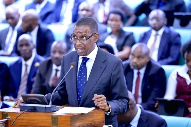 Minister of Defence and Veterans Affairs, kiryowa Kiwanuka presents Gaza deployment motion before parliament on 6th August 2026