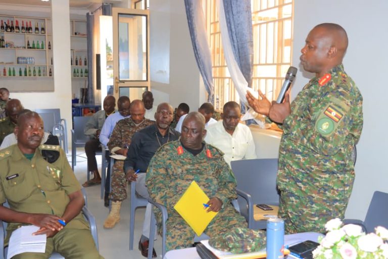 Maj Gen JM Ssemwanga addressing Teso Subregion reservist during the command engagement tour in teso subregion on 22nd Oct 26.JPG